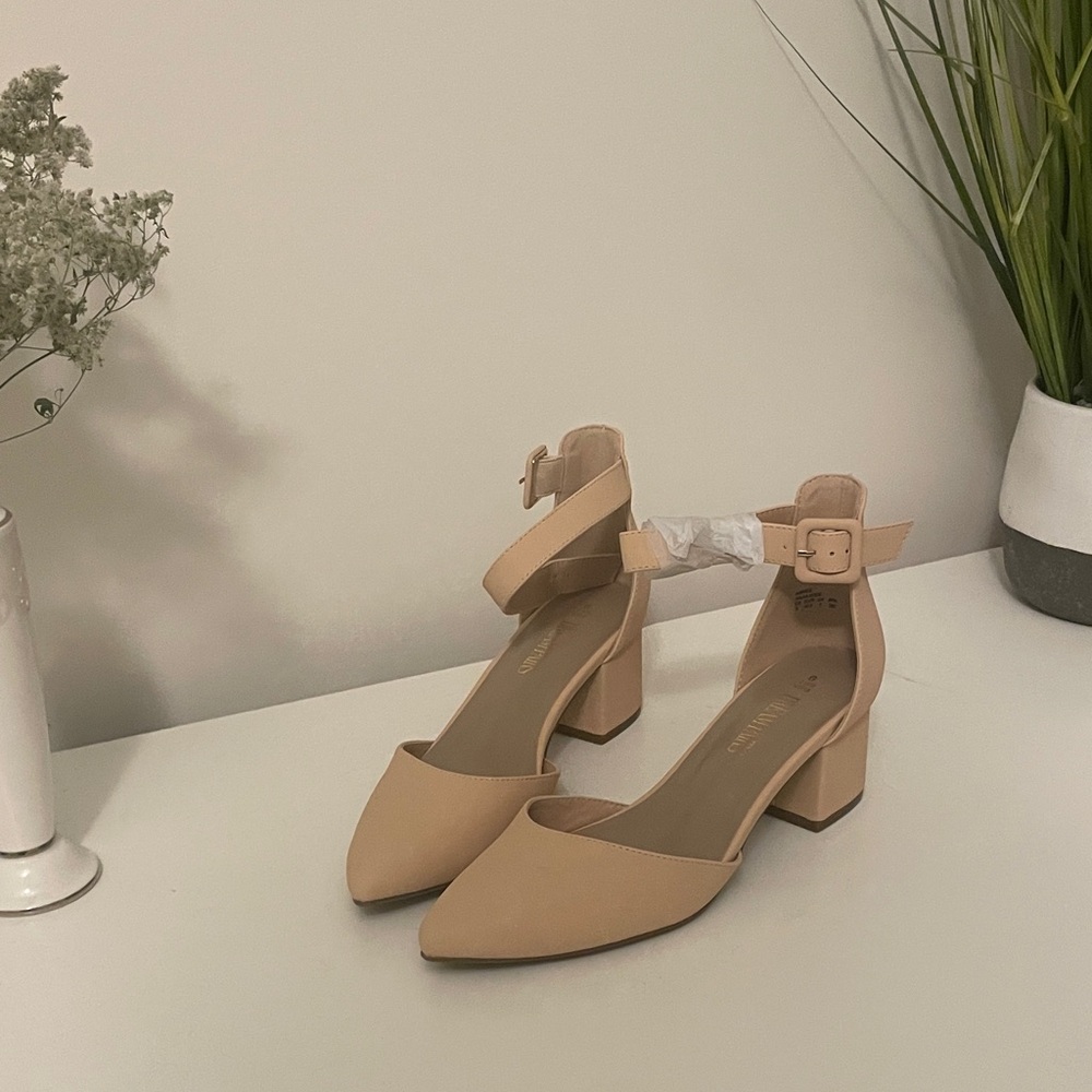 Dream Pairs Nude Ankle Strap Heels
